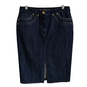 Dismero Jeans Denim Skirt Dark Pencil Front Slit Pockets Made‎ in Italy size 8